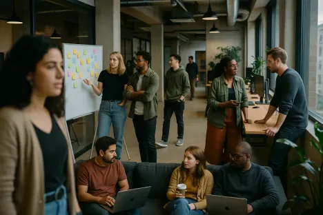 Équipe R&D au tableau